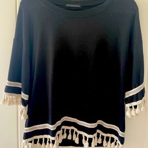 Harlow & Graham Black Tassel Top